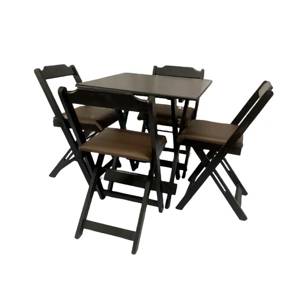 Conjunto Dobrável 70x70 Com 4 Cadeiras Estofadas LP