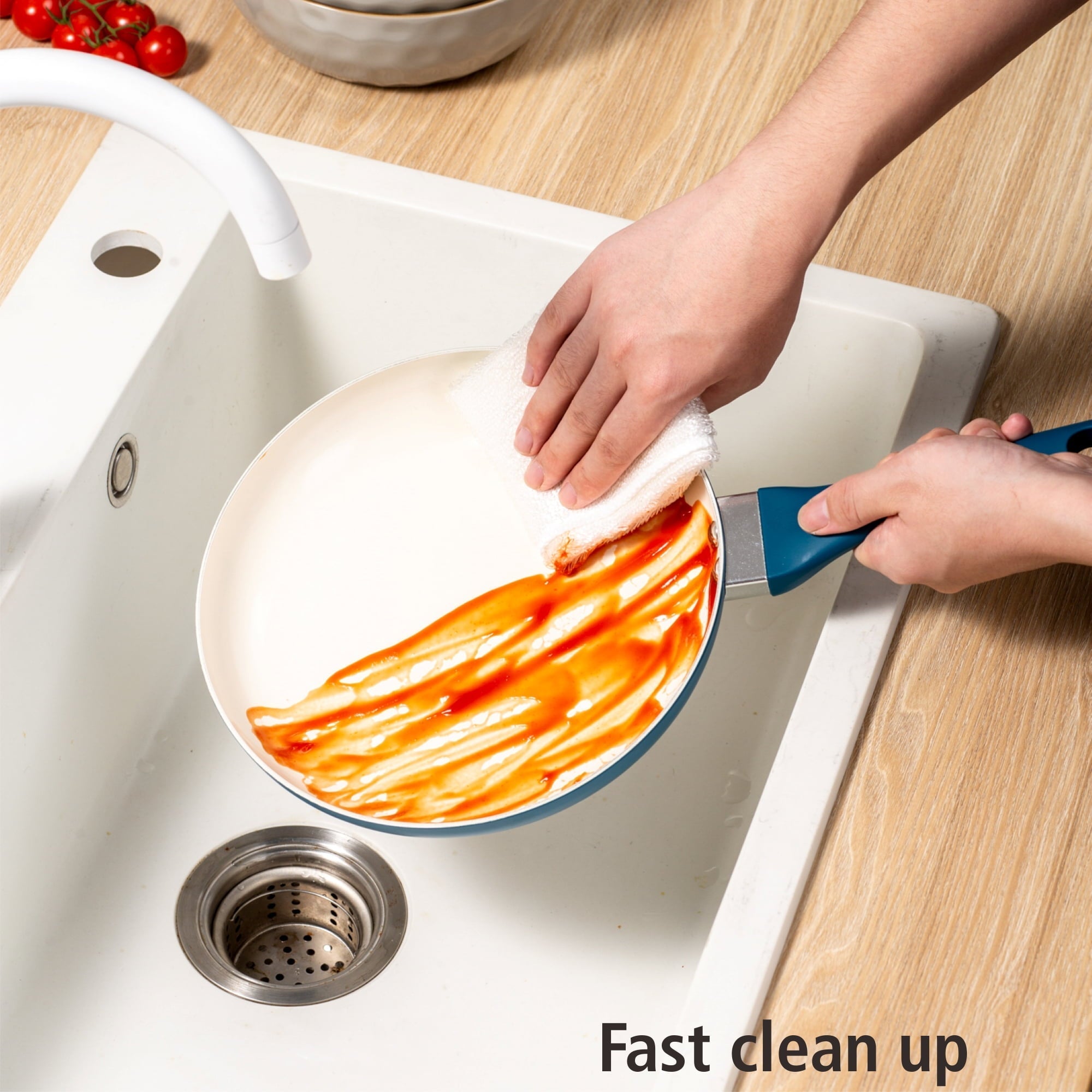 Mainstays 12 Piece Ceramic Nonstick Aluminum Pots and Pans Cookware Set, Blue