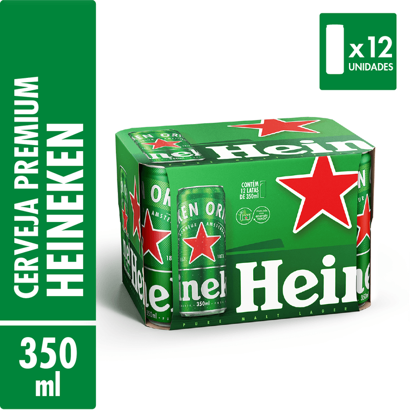 Super Combo Cerveja Heineken Sleek Pack 12 Latas 350ml  (Compre 4 leva 5 + Dois Copo) Personalizado. LP