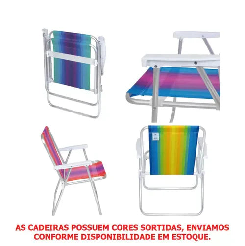 Kit praia carrinho com avanço + 2 Cadeiras Altas + Guarda Sol + Caixa Térmica + Saca Areia - Mor