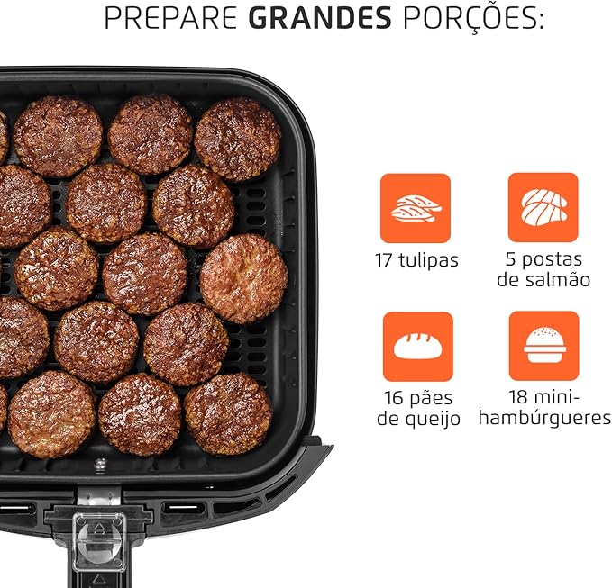 Fritadeira Sem Óleo Air Fryer 5L, Mondial, Preto/Inox, 1900W, BVOLT - AFN-50-BI