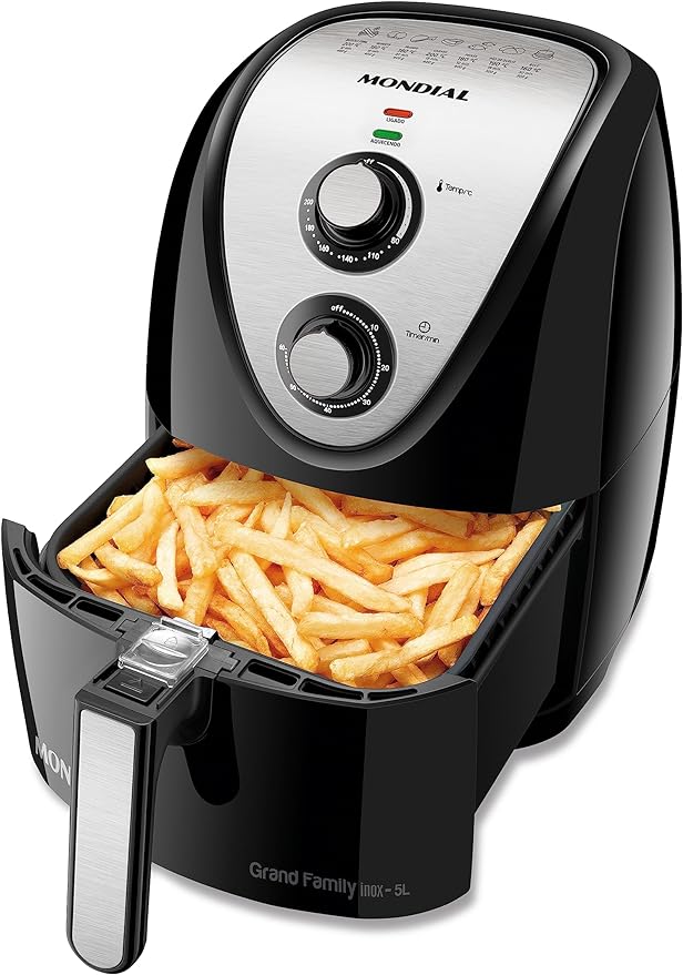 Fritadeira Sem Óleo Air Fryer 5L, Mondial, Preto/Inox, 1900W, BVOLT - AFN-50-BI
