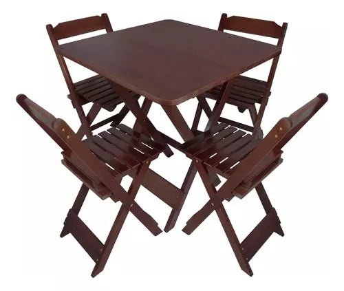 Conjunto Mesa Dobrável 70x70 4 Cadeiras Varias Cores Tradicional
