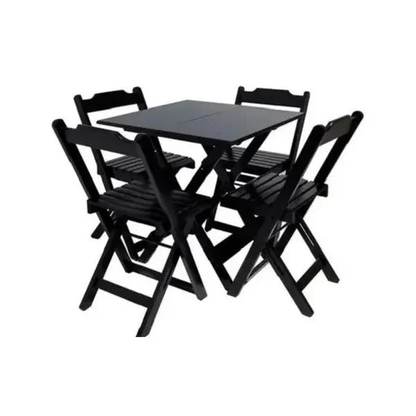 Conjunto Mesa Dobrável 70x70 4 Cadeiras Varias Cores Tradicional