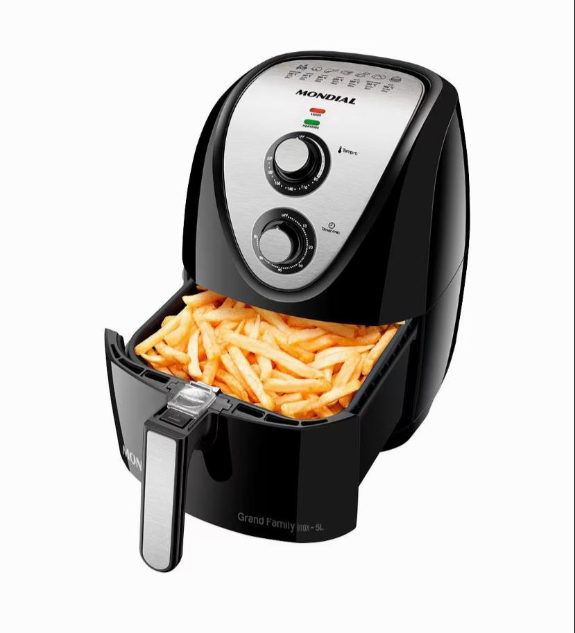 Fritadeira Sem Óleo Air Fryer 5L, Mondial, Preto/Inox, 1900W, BVOLT - AFN-50-BI