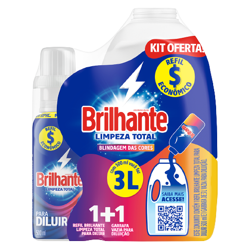 Combo 10cx Sabão em Pó Brilhante Limpeza Total + Brilhante Limpeza Total Para Diluir Kit Oferta