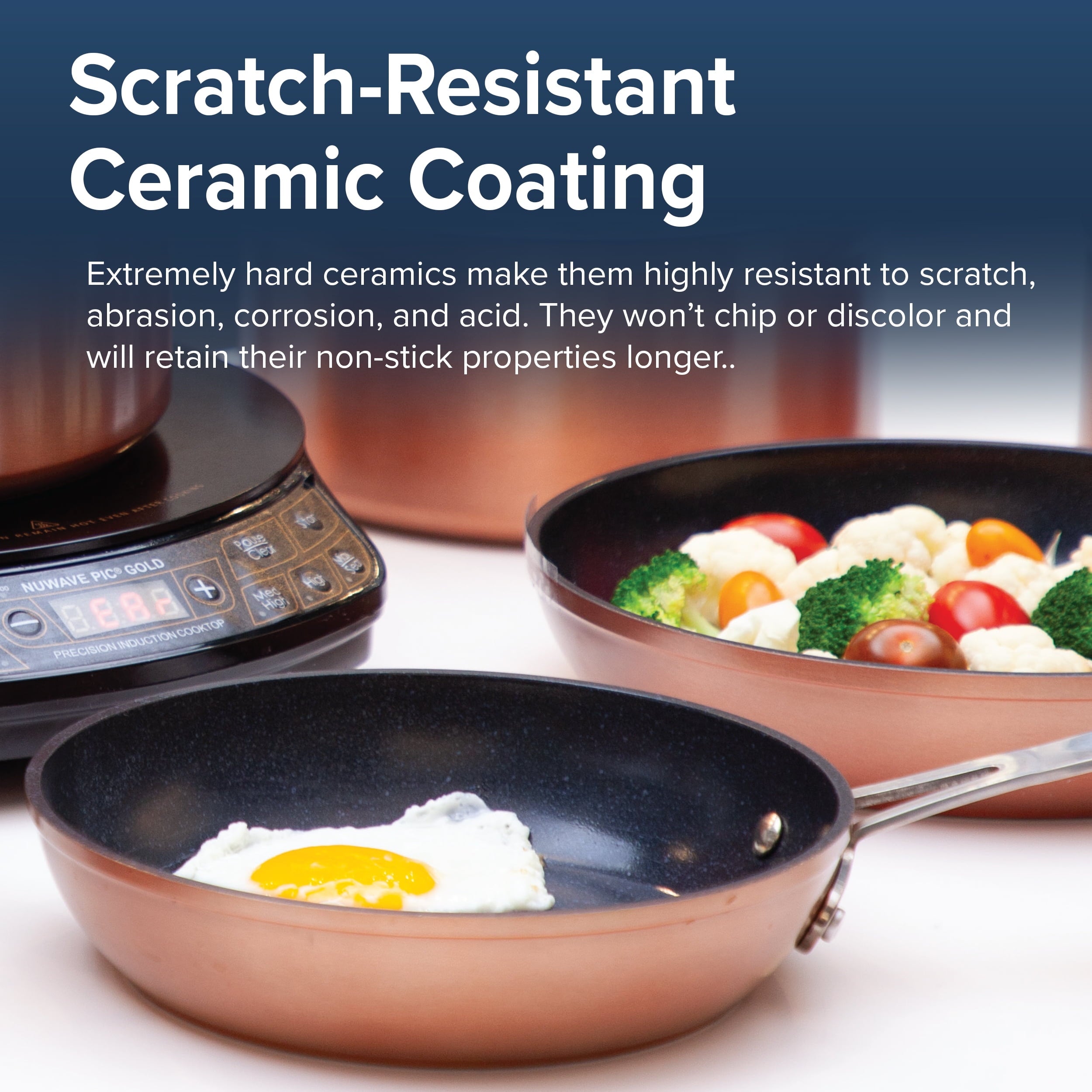 Nuwave 10PC Cookware set, Rustic Copper Duralon Blue Ceramic Non-Stick Cookware Set