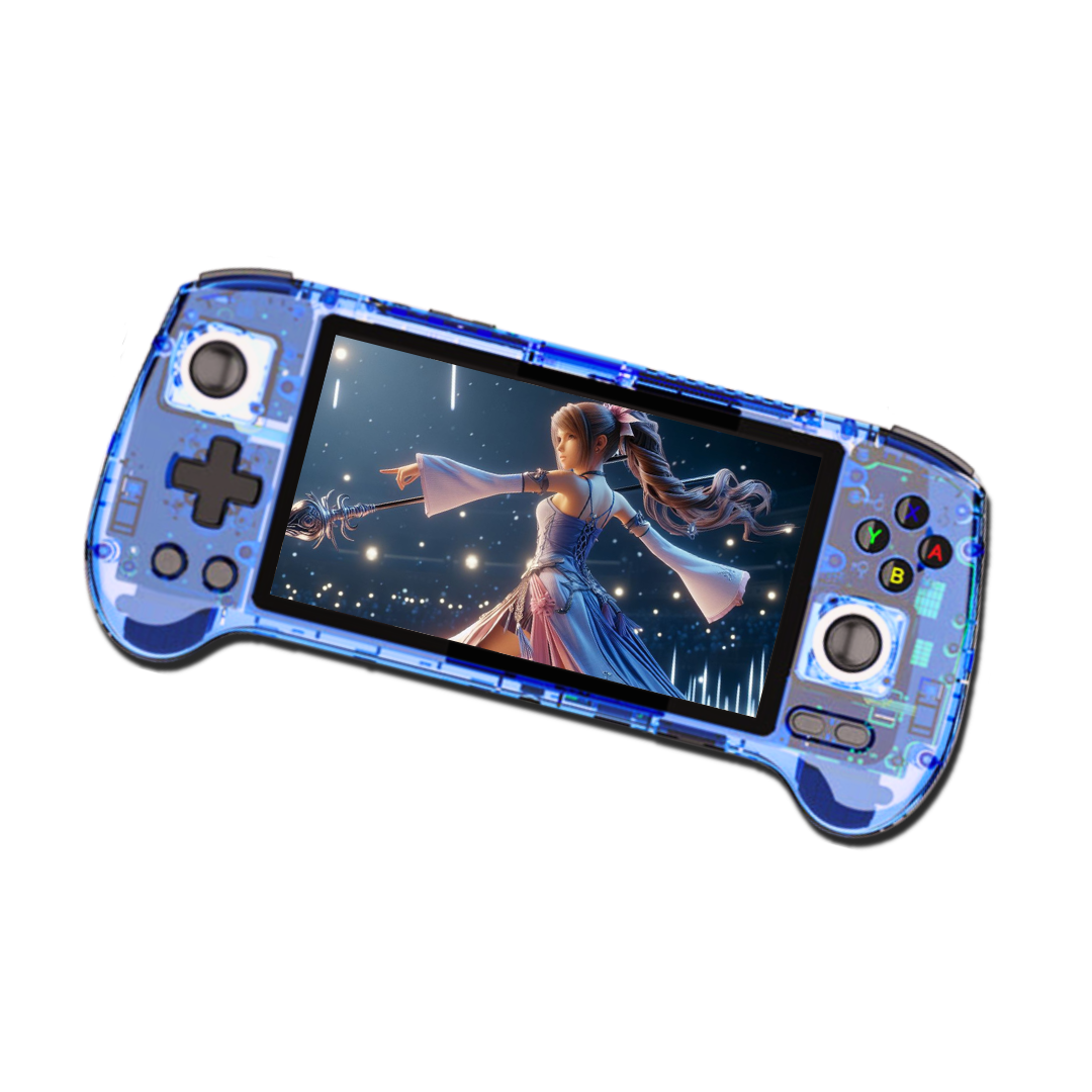 Console de jogos ANBERNIC RG556 com 4423 jogos, cartão TF de 8 GB LPDDR4X / 128 GB UFS2.2 / 128 GB, Android 13, tela de toque AMOLED de 5.48 "1080P com 402PPI, Unisoc T820 Octa-core, AC WIFI + Bluetooth 5.0, streaming ao luar, 8 horas de reprodução - Azul