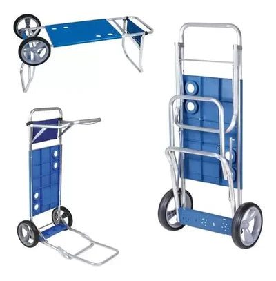 Kit praia carrinho com avanço + 2 Cadeiras Altas + Guarda Sol + Caixa Térmica + Saca Areia - Mor