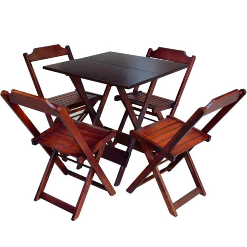 Conjuntos de Jogo de Mesa 70x70 Com 4 Cadeiras Dobráveis