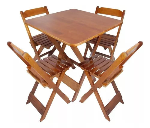 Conjunto Mesa Dobrável 70x70 4 Cadeiras Varias Cores Tradicional LP