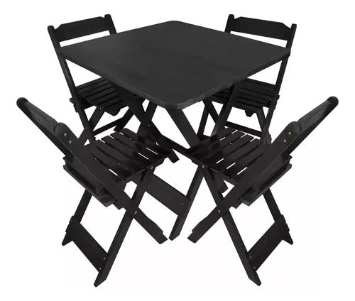 Conjunto Mesa Dobrável 70x70 4 Cadeiras Varias Cores Tradicional